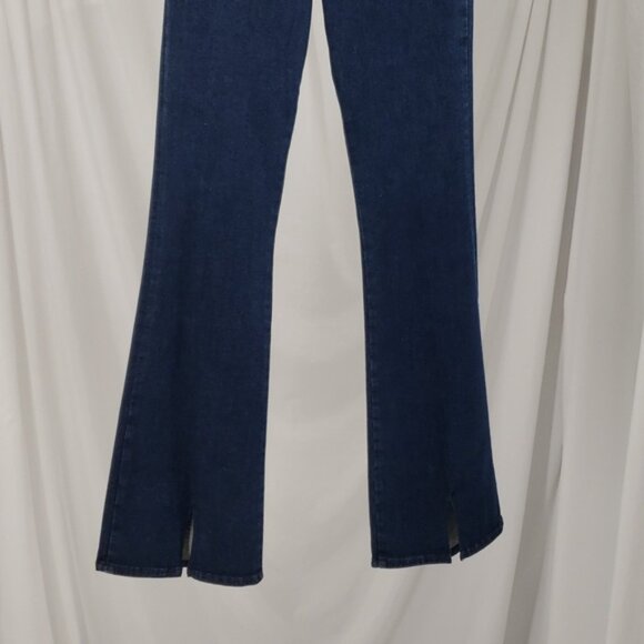 FRAME Women Le One Flare Jeans Keller Blue Stretch Denim Mid Rise Split 2 - Picture 4 of 14